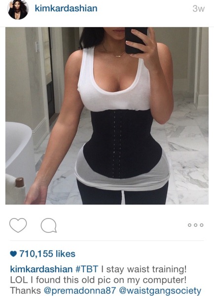 Kim Kardashian, Waist training, Instagram